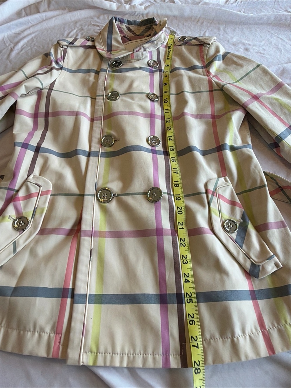 NWT Women's Short Coach Trench Coat with Belt Beige/Plaid Medium MSRP $398 - Picture 10 of 12